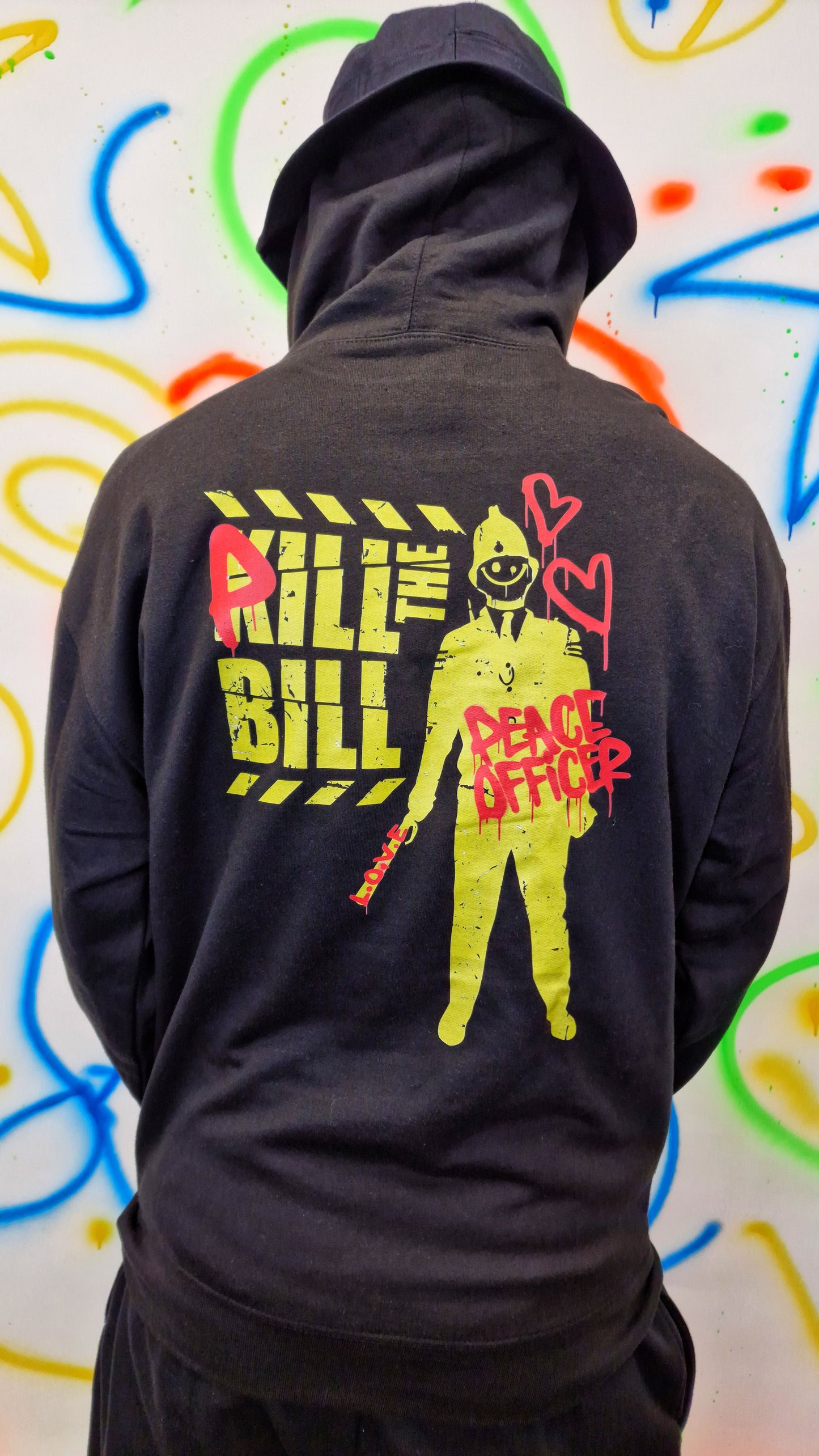 Pill The Bill Voor- en achterkant print hoody zwart