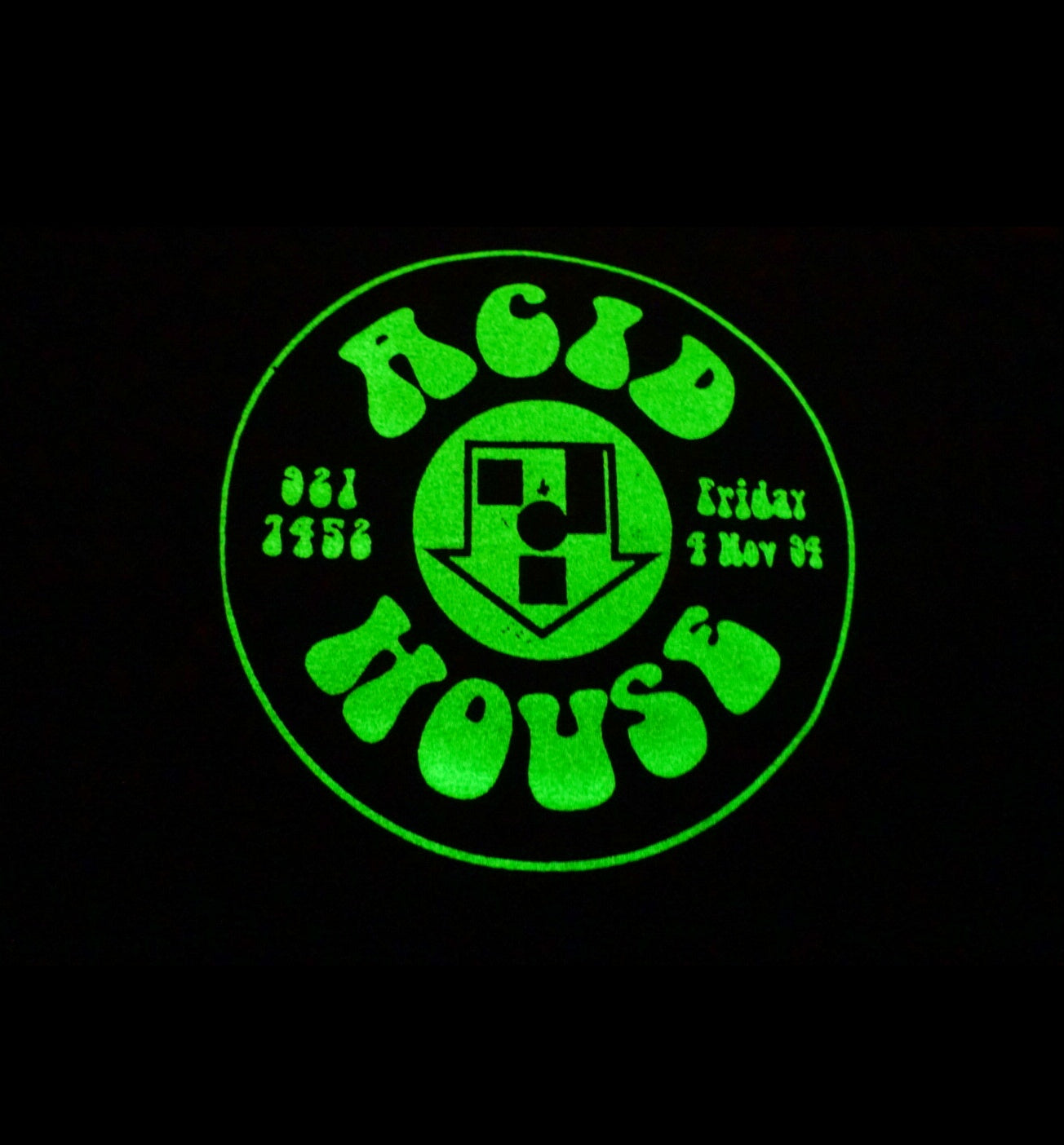 Acid House Glow In The Dark T-shirt met korte mouwen, zwart