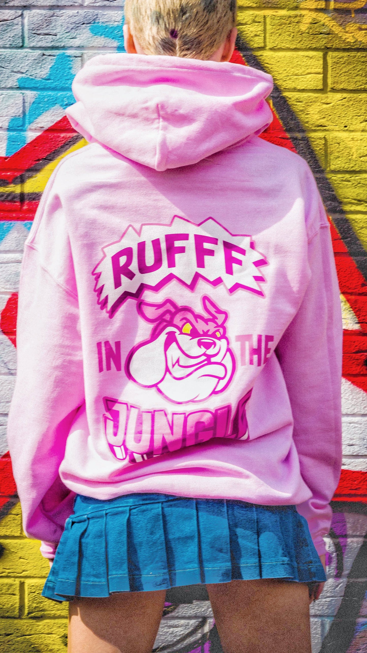 Rufff – Kapuzenpullover „In The Jungle“ mit Front- und Rückenprint, Pink