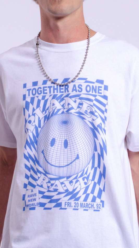 Planet Rave Blauw T-shirt met korte mouwen Wit