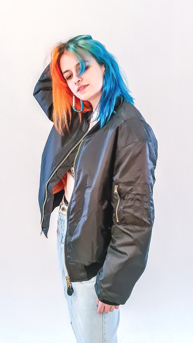 90s Acid House MA-1 Bomber Jacket Black