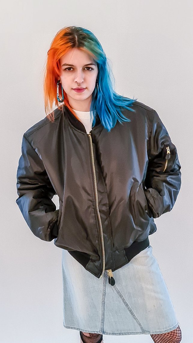 90s Acid House MA-1 Bomber Jacket Black