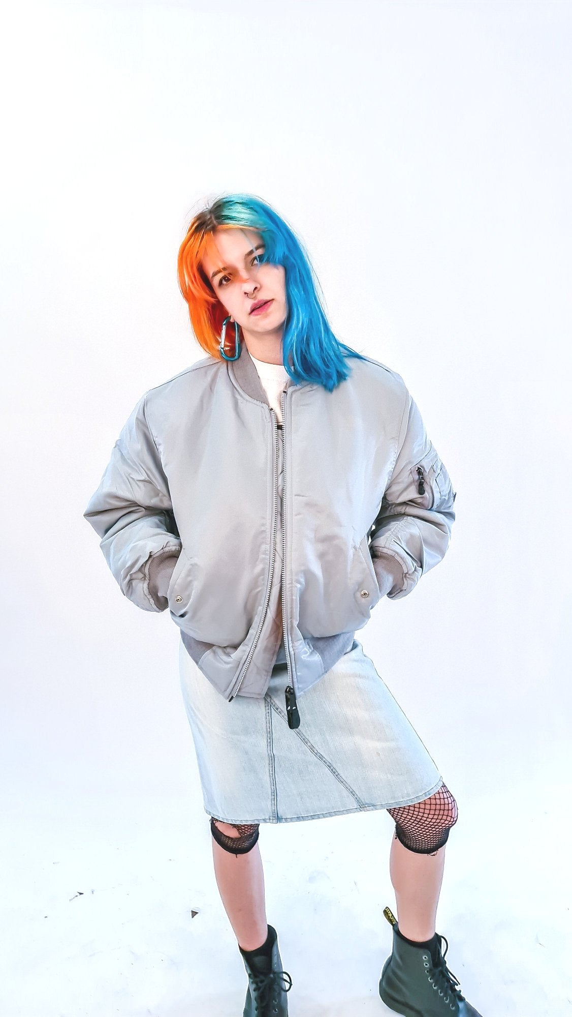 Acid House MA-1 Bomber Jacket Silver
