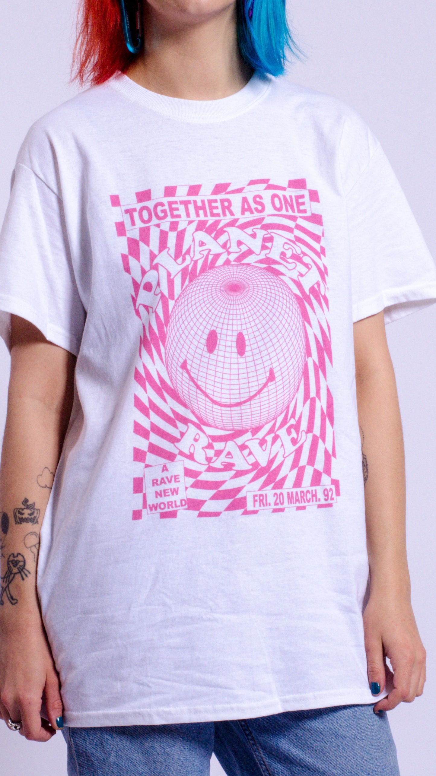 Planet Rave Rood T-shirt met korte mouwen Wit