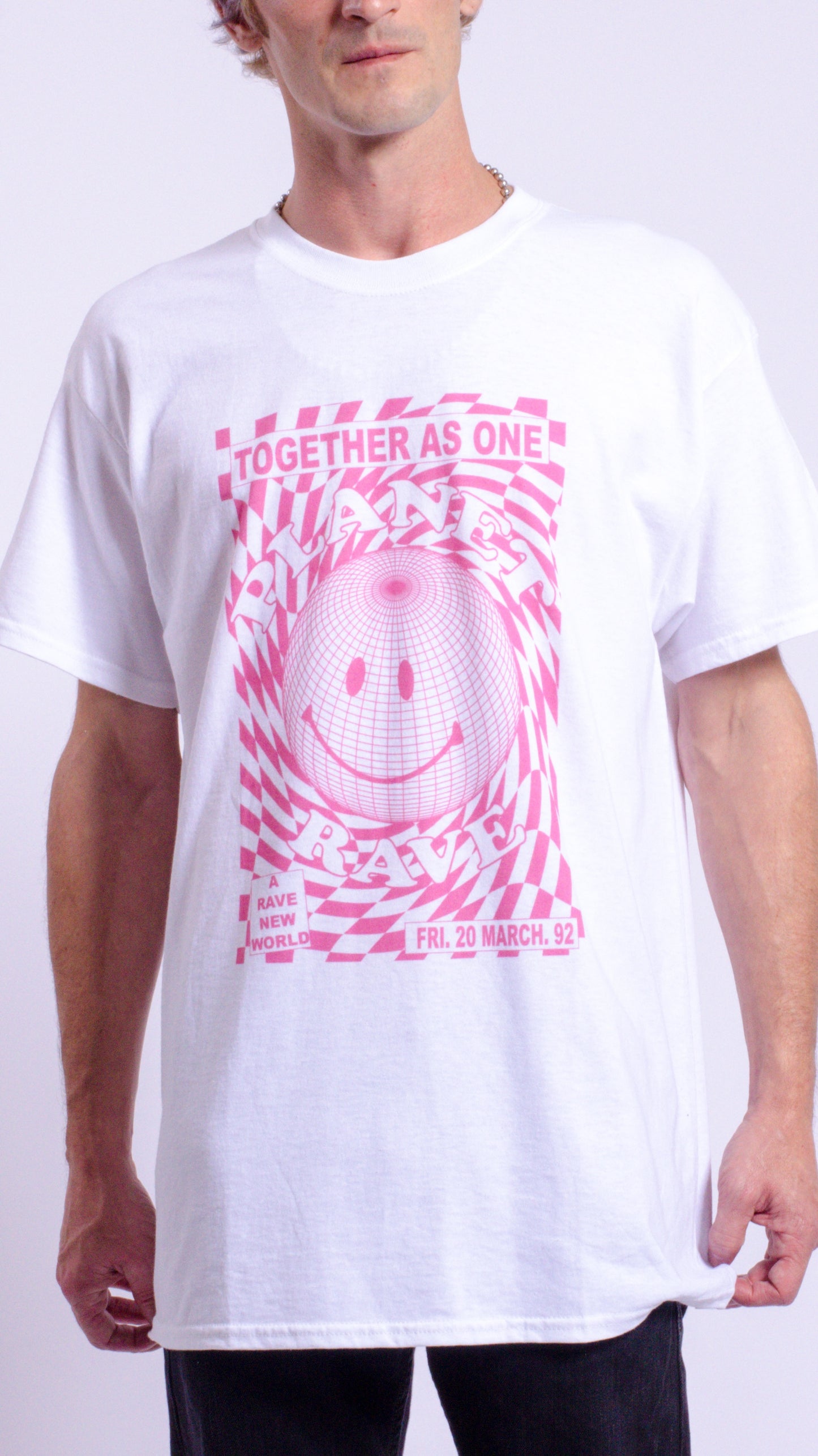 Planet Rave Rood T-shirt met korte mouwen Wit
