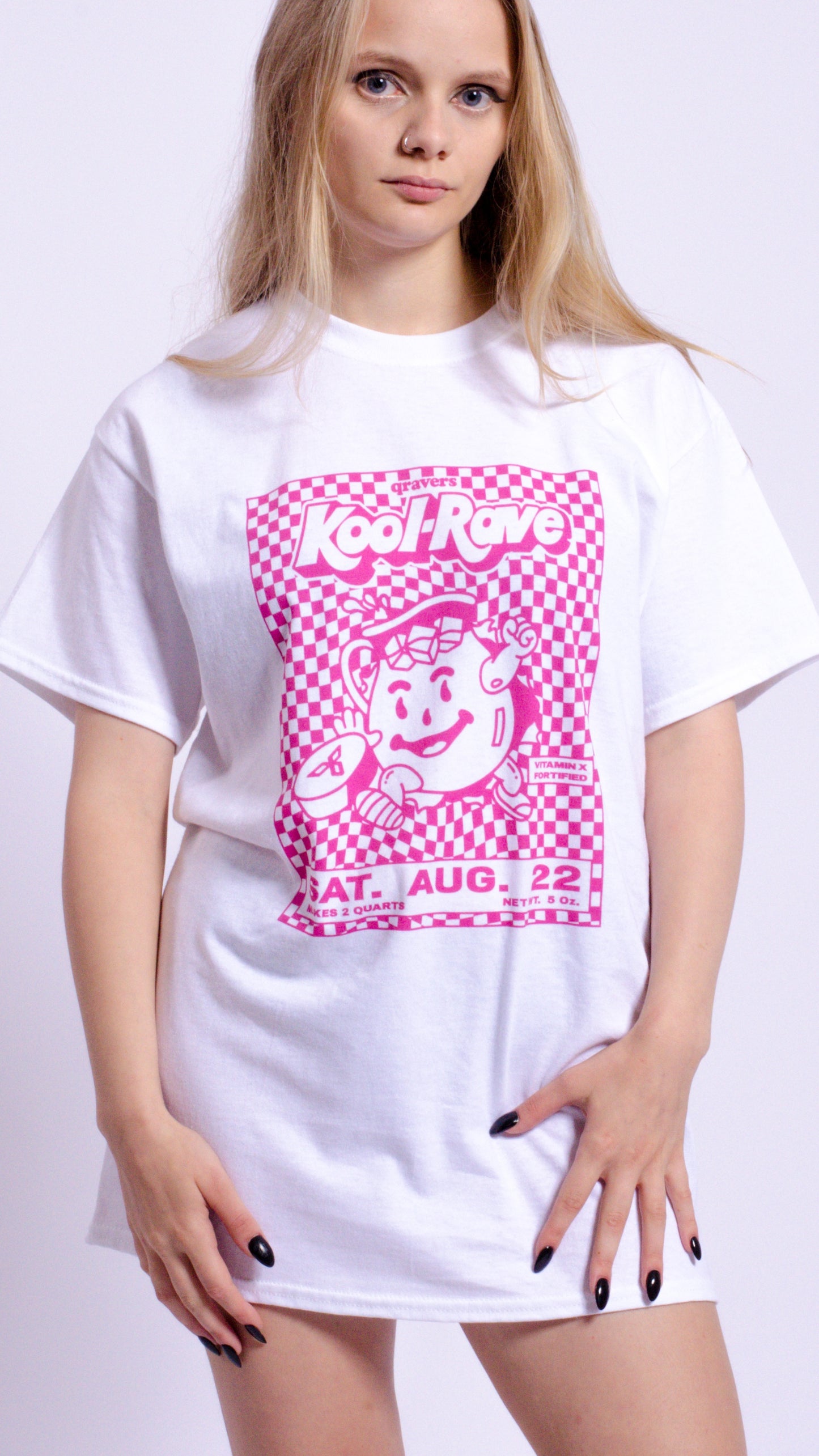 Kool-Rave Roze T-shirt met korte mouwen Wit