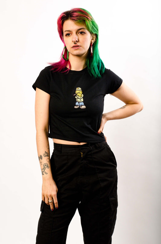 Qravers Man Cropped Tee Black