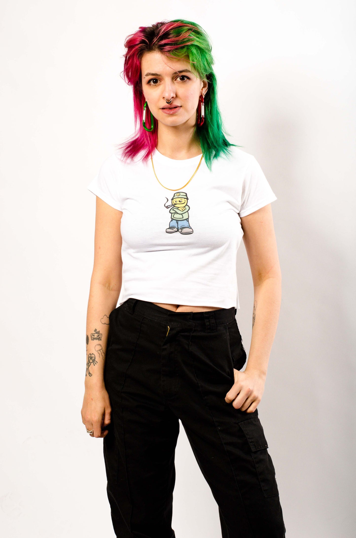 Qravers Man Cropped Tee Wit