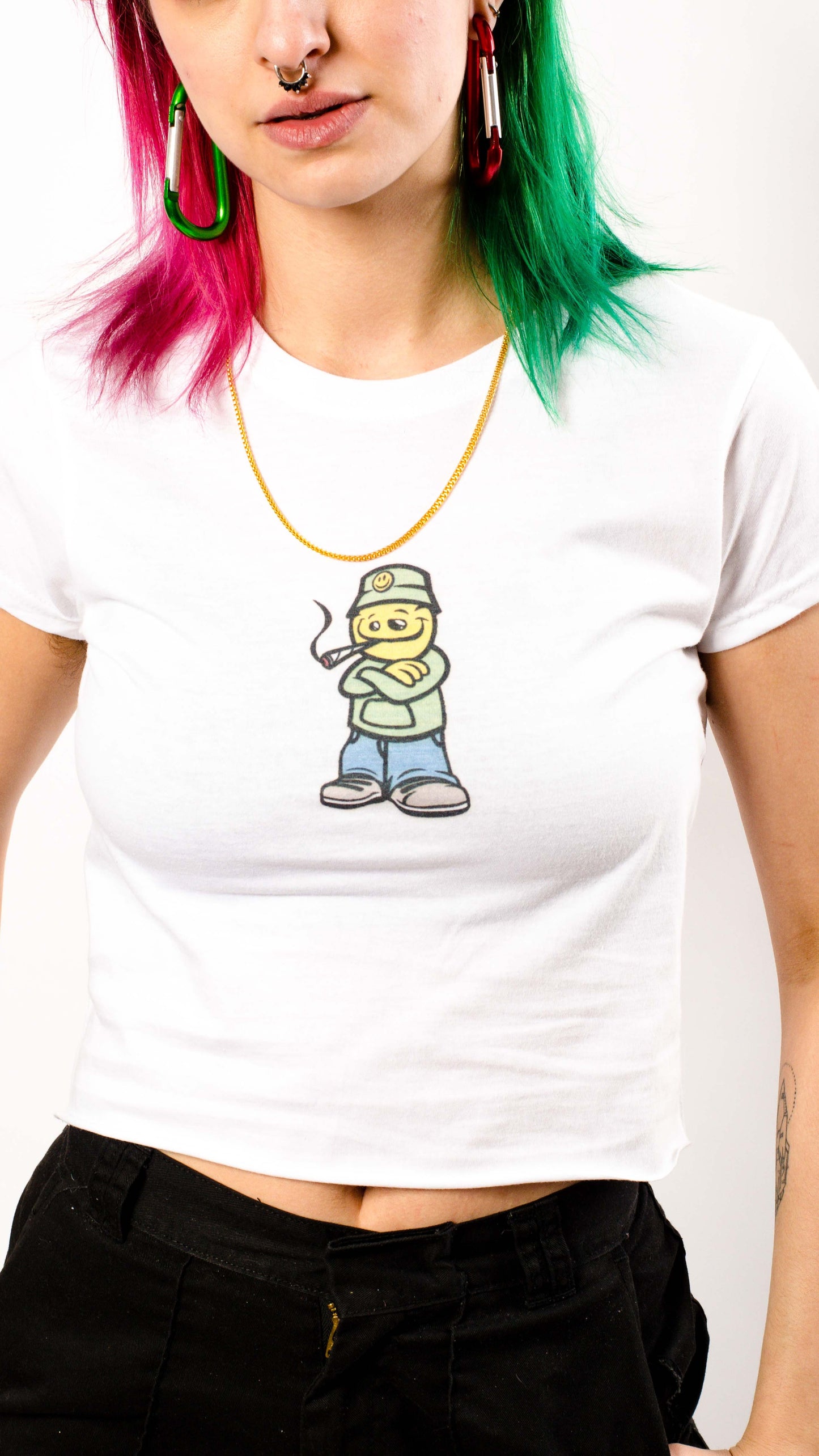 Qravers Man Cropped Tee Wit