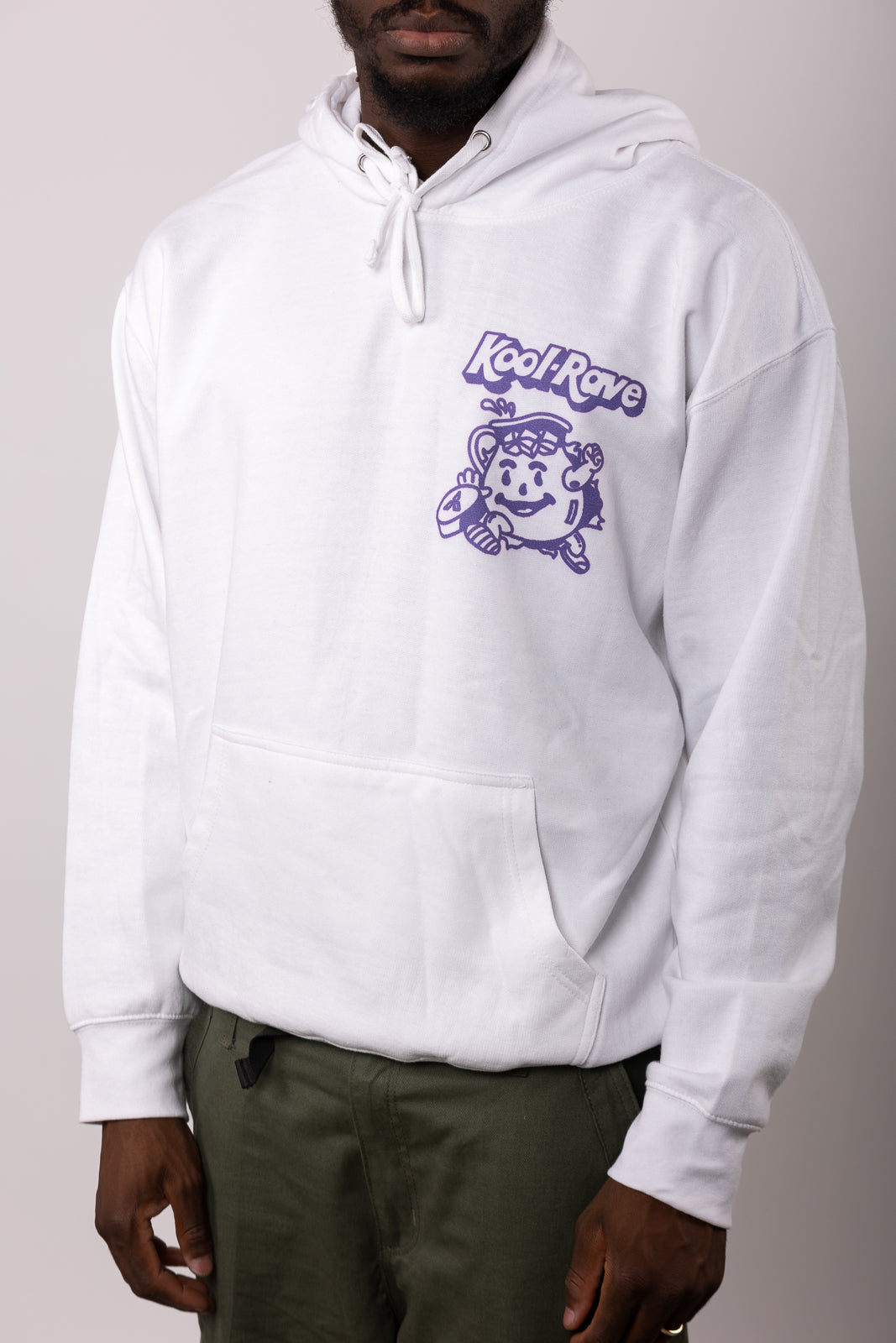 Kool-Rave Hoody met print op voor- en achterkant, wit/paars
