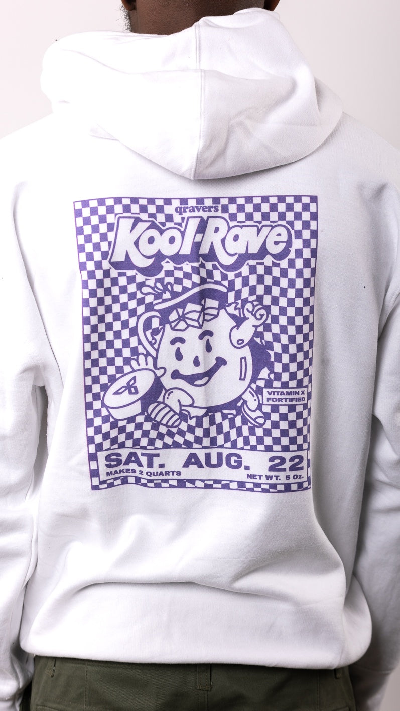 Kool-Rave Hoody met print op voor- en achterkant, wit/paars