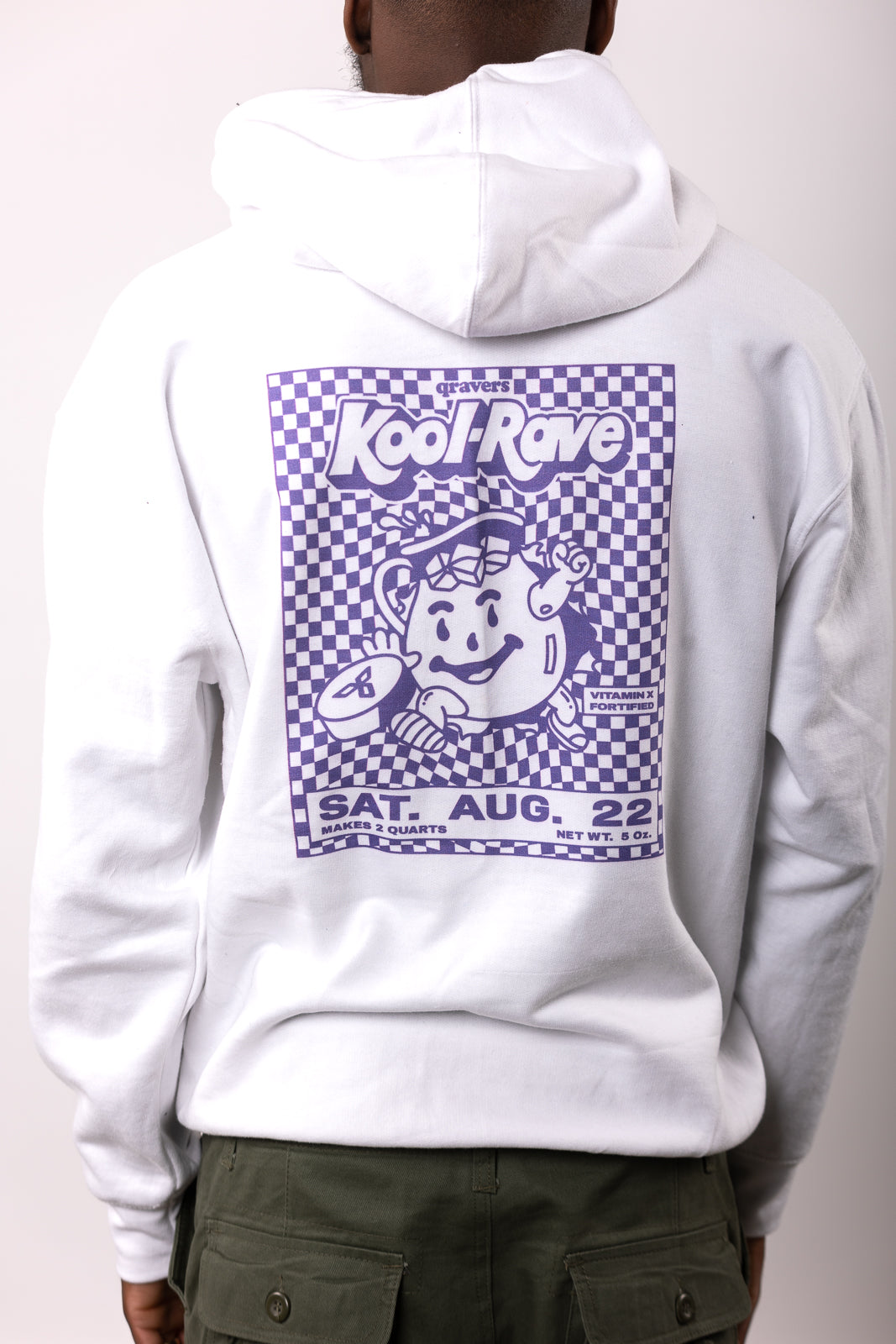 Kool-Rave Hoody met print op voor- en achterkant, wit/paars