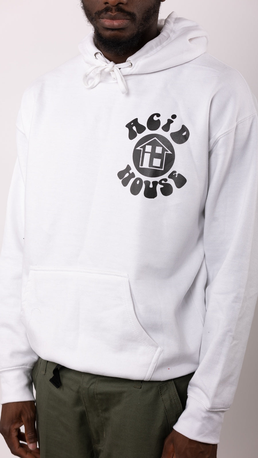 Acid House Voor- en Achterkant Print Hoody Wit