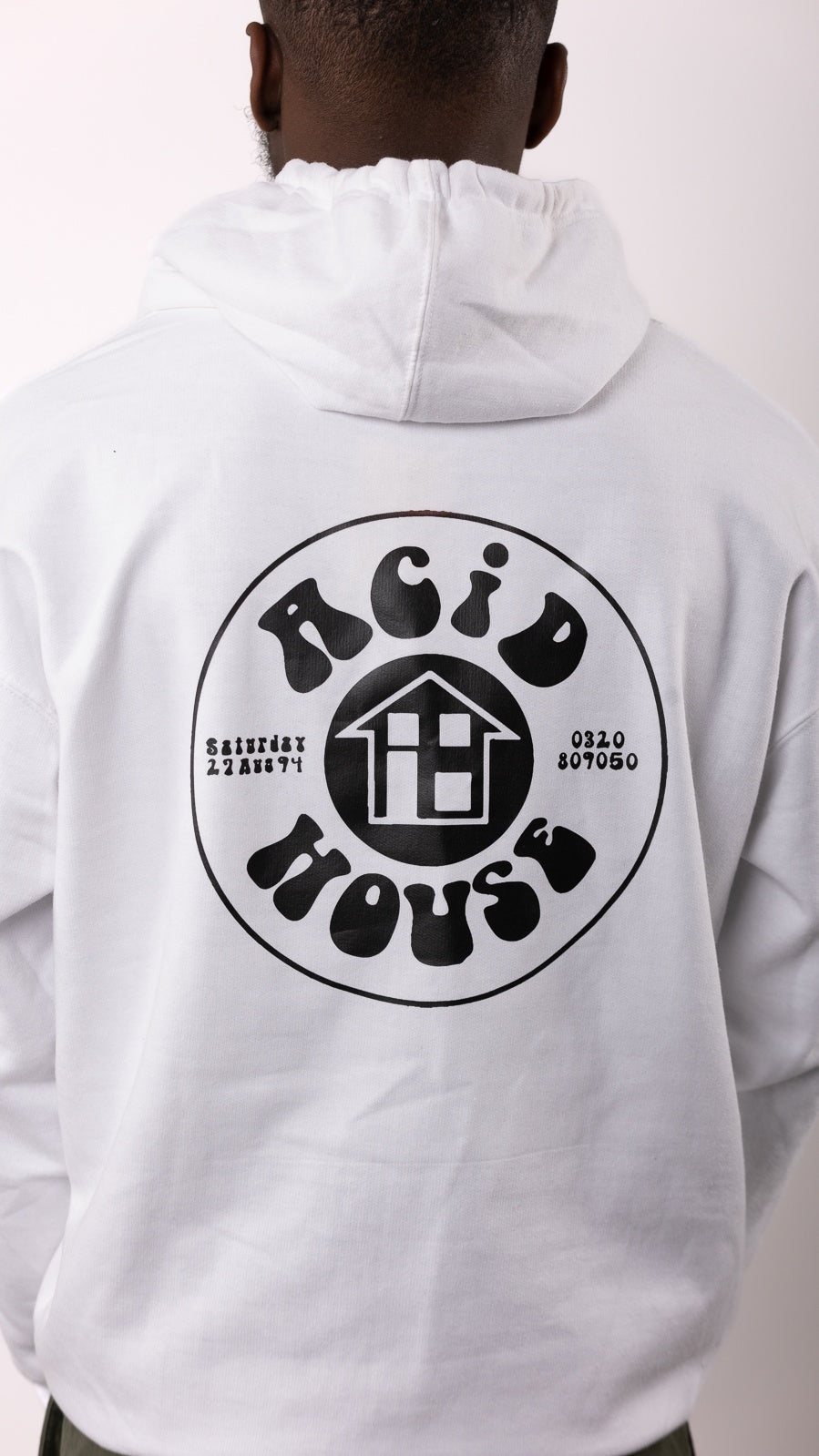 Acid House Voor- en Achterkant Print Hoody Wit