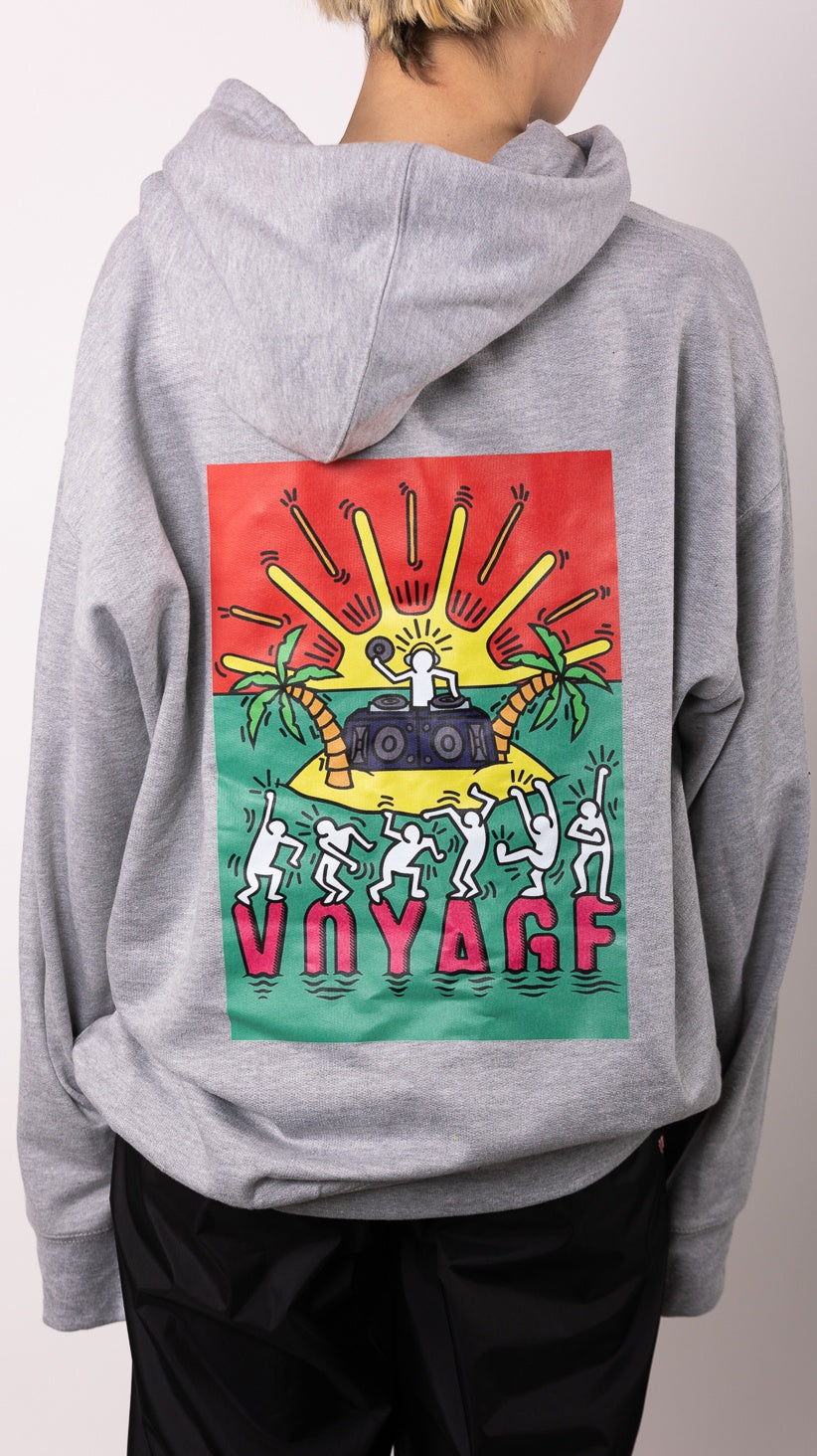 Voyage Hoody Front & Back Print Grey