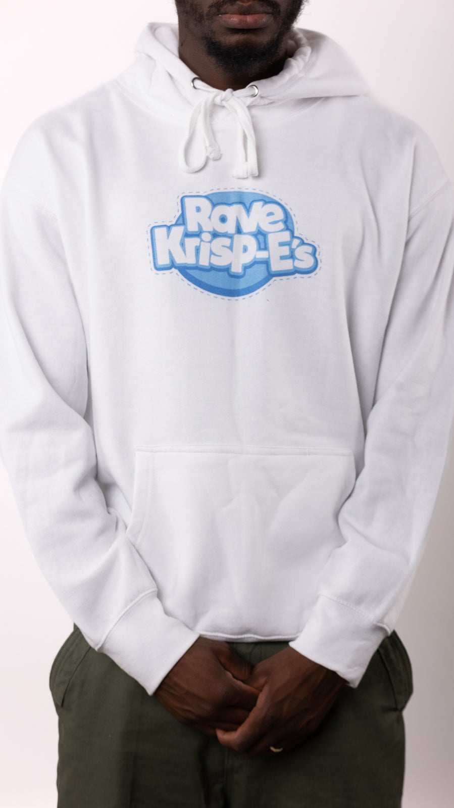 Rave Krispes Kapuzenpullover vorne und hinten, Weiß