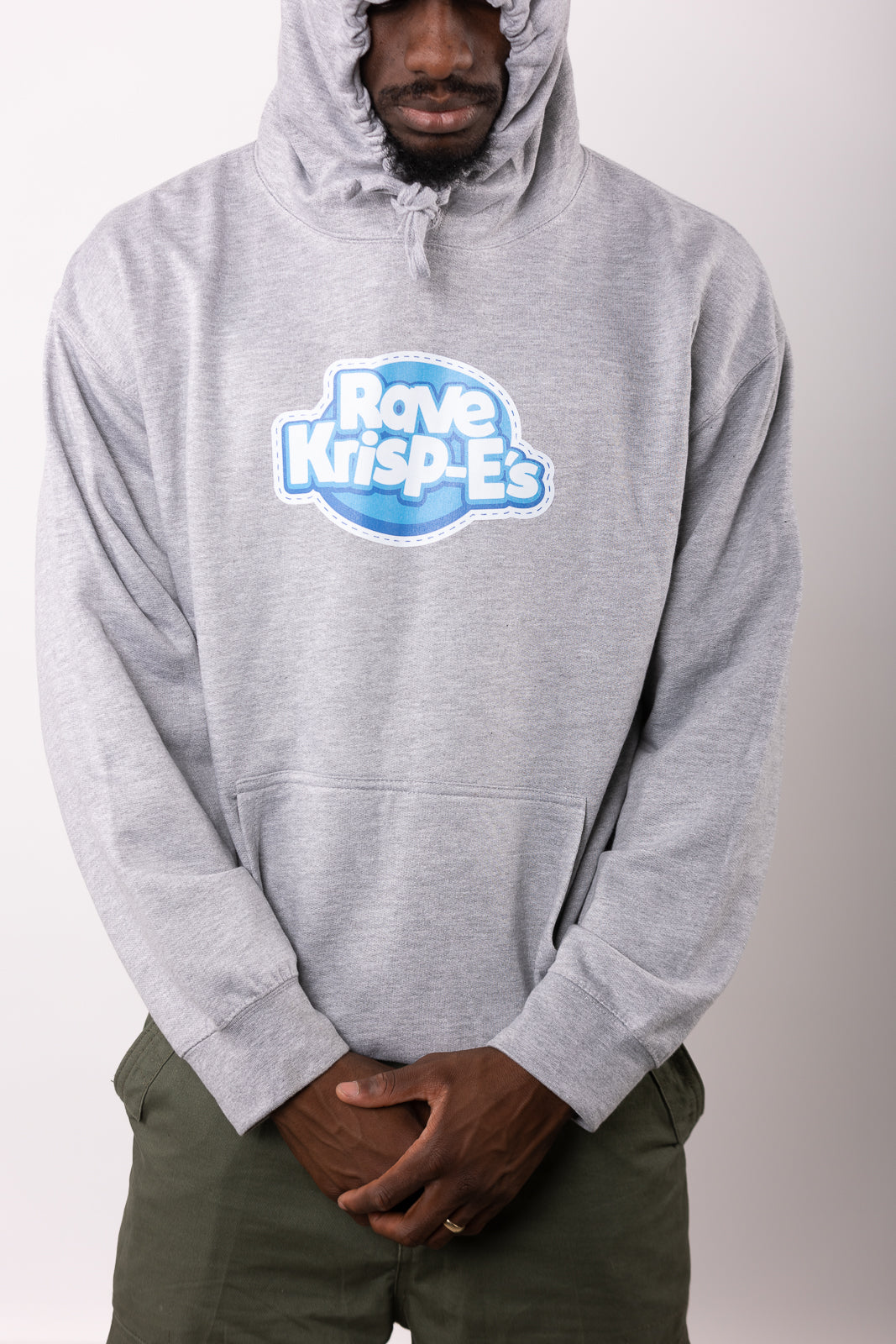 Rave Krispes Hoody met print aan de voor- en achterkant, grijs