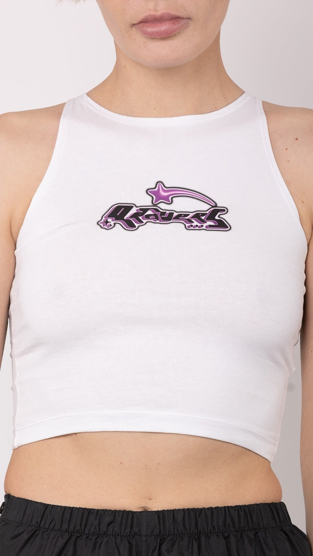 Qravers Shooting Star Cropped Logo Weste Weiß