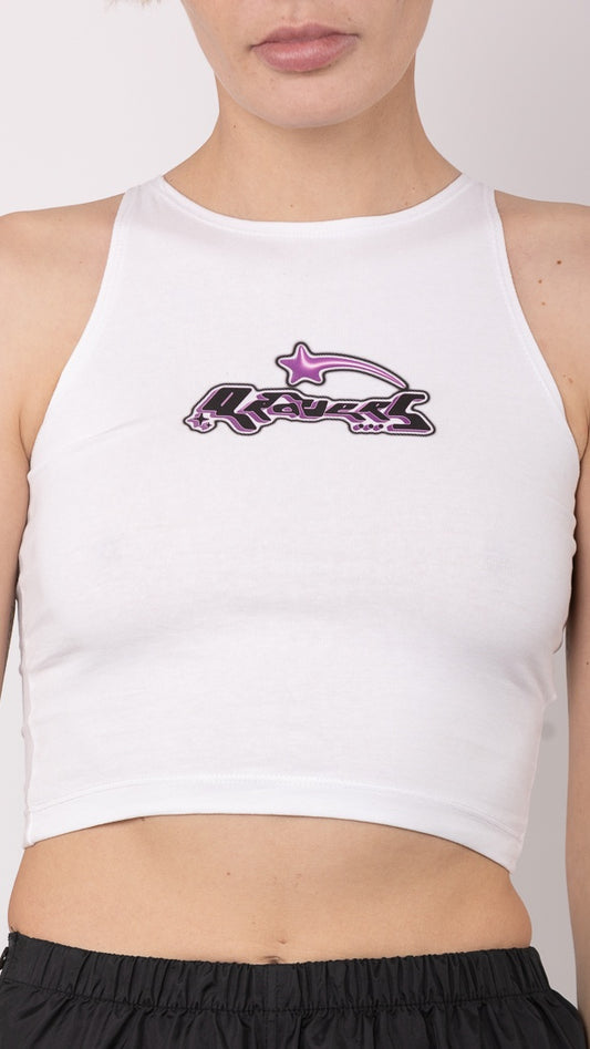 Qravers Shooting Star Cropped Logo Vest White