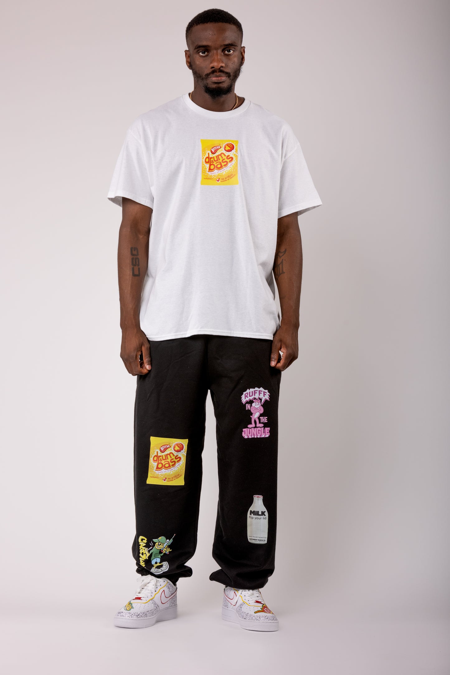 DnB Dip Dab Kurzarm-T-Shirt Weiß