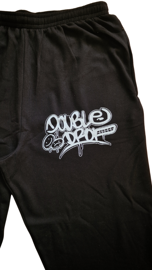Double Drop Graff Joggers Black