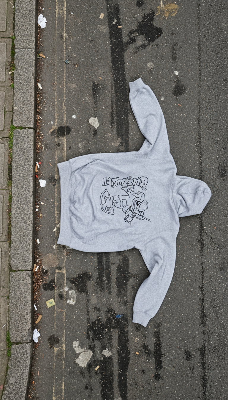Qravers Man Grey Hoodie - Fully Flat