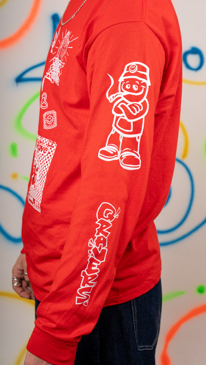 Qravers T-shirt met lange mouwen, rood