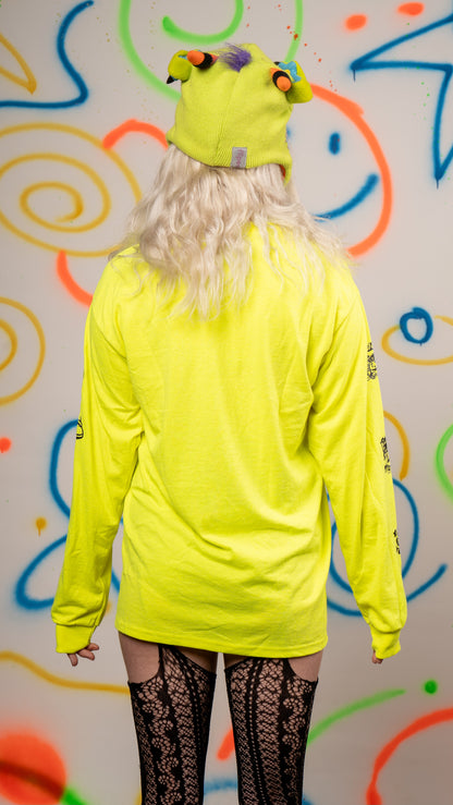 Qravers T-shirt met lange mouwen, neongroen