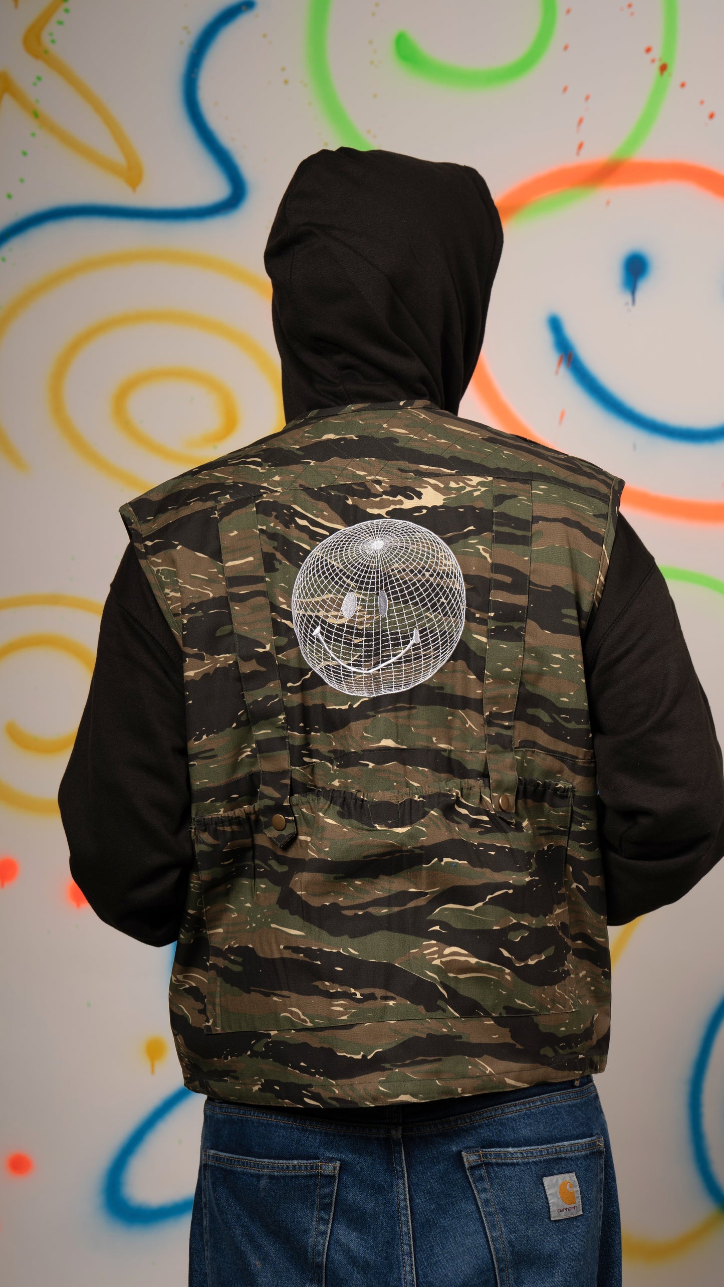 Planet Rave Multi Pocket Vest Gilet Camo