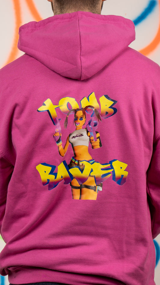 Tomb Raver 3D Front & Back Print Hoody Purple