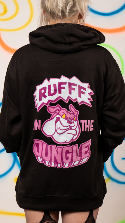 Rufff – Kapuzenpullover „In The Jungle“ mit Front- und Rückenprint in Schwarz