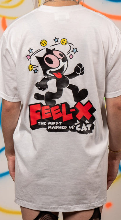 Feel-X Kurzarm-T-Shirt mit Vorder- und Rückseitendruck, Weiß