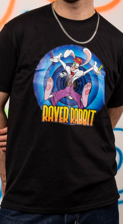 Raver Rabbit Kurzarm-T-Shirt Schwarz