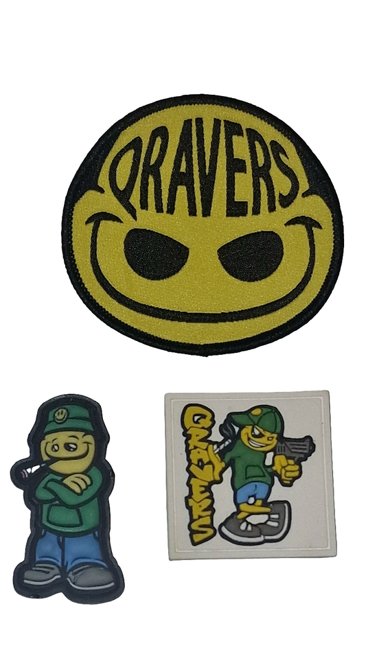 Qravers Man 3 Patch Bundle - PVC & Qravers Face Patches