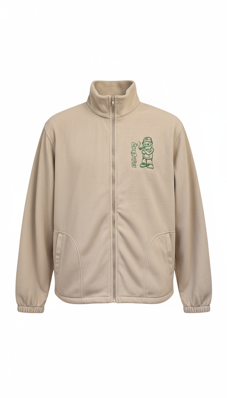 Beige fleece jacket - ghost mannequin front