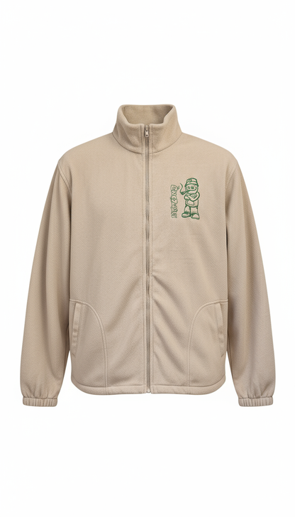 Beige fleece jacket - ghost mannequin front
