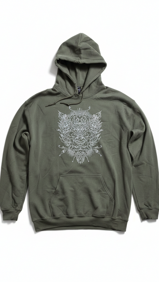 Ghost Mannequin Olive Hoodie - Design Focus