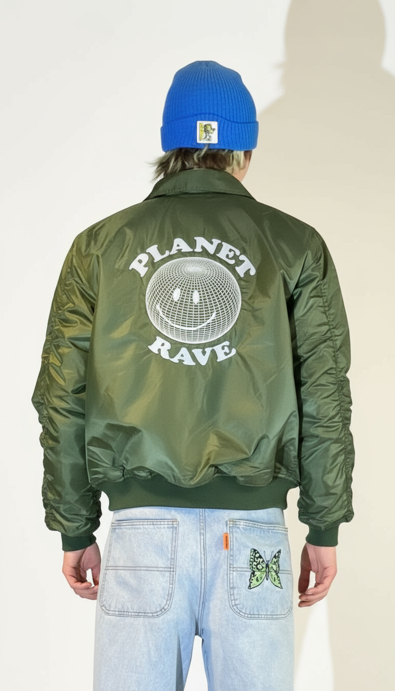 Green Planet Rave bomber jacket - no hoodie