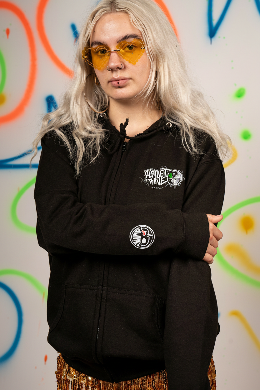Planet Rave Chest Logo on Model