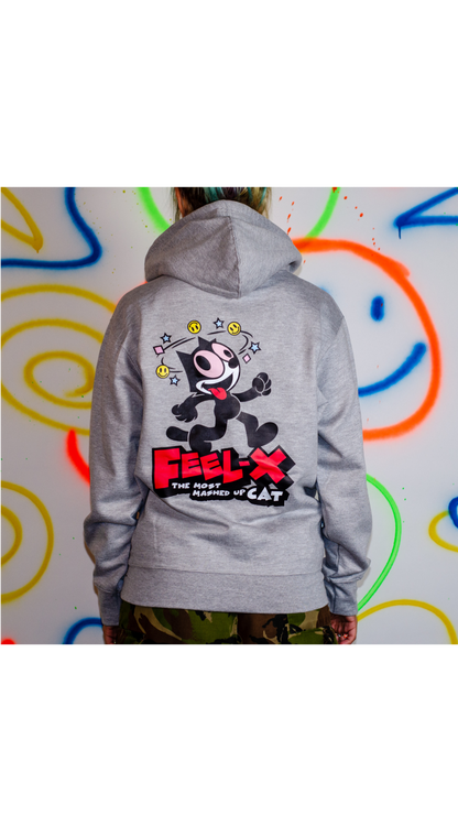 Feel-X Voor- en Achterkant Print Hoody Grijs