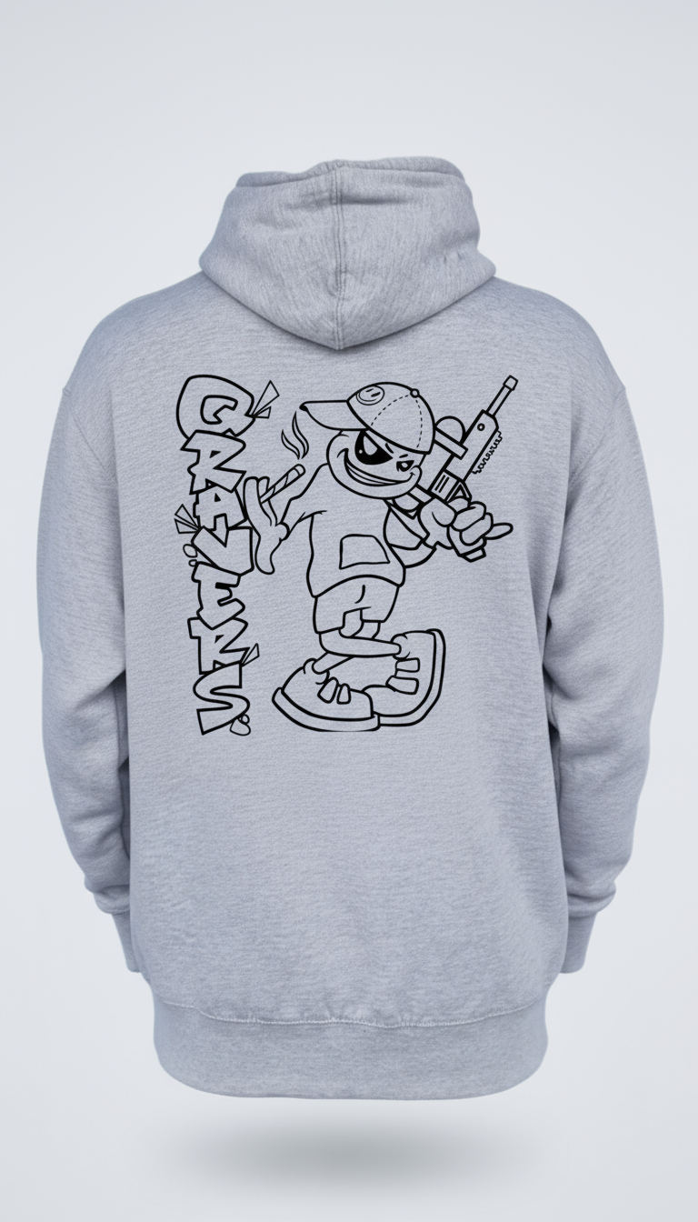 Qravers Man Graff Hoodie - Back View Ghost Mannequin