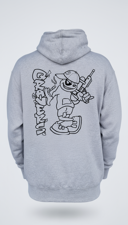 Qravers Man Graff Hoodie - Back View Ghost Mannequin