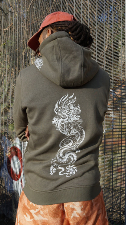 Bass Dragon 3 Print Zip Hoody Grün