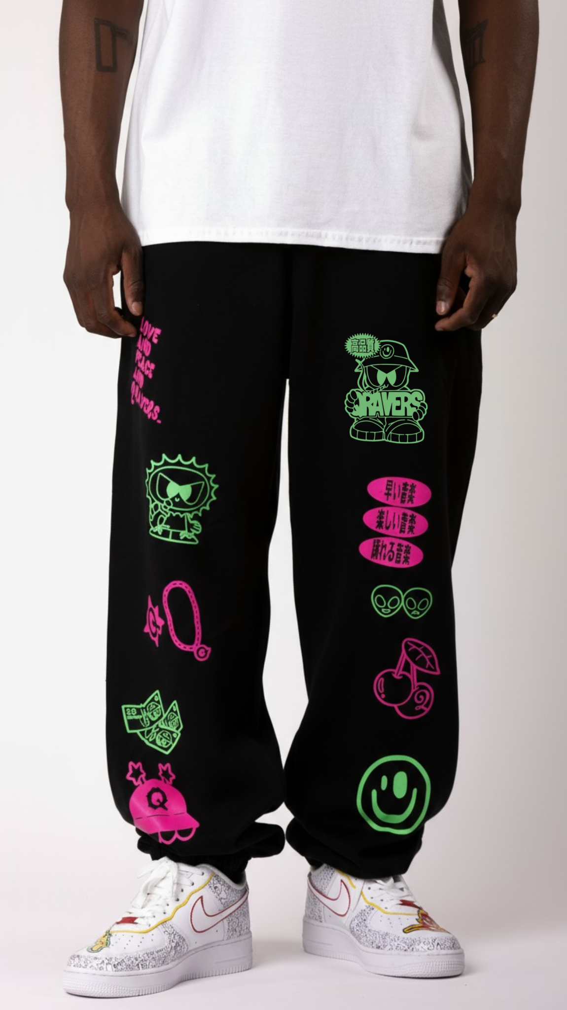 Sunchome Zine Joggers Neon Green Purple
