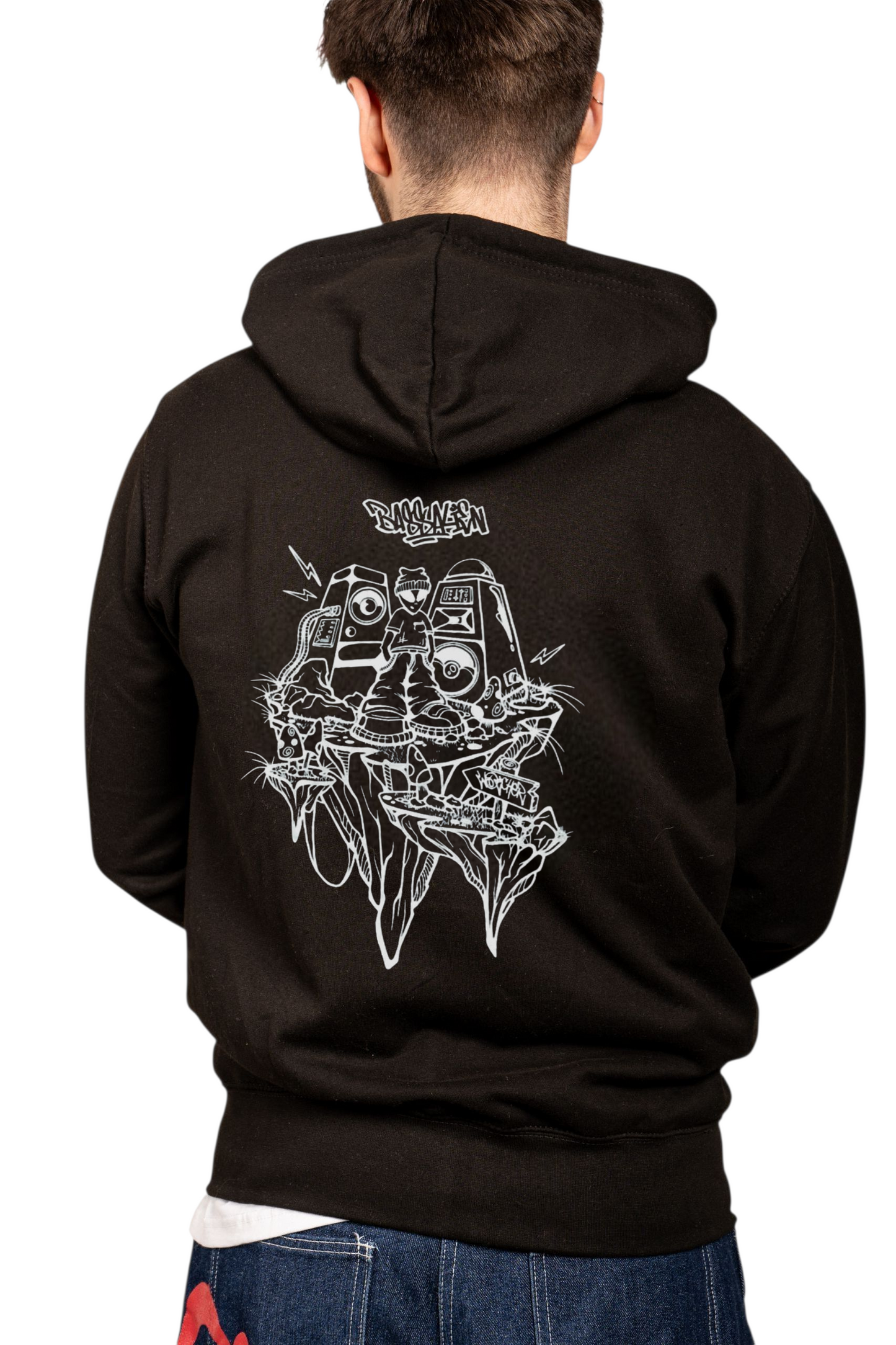 Bass Alien Voor- en Achterkant Hoody Zwart