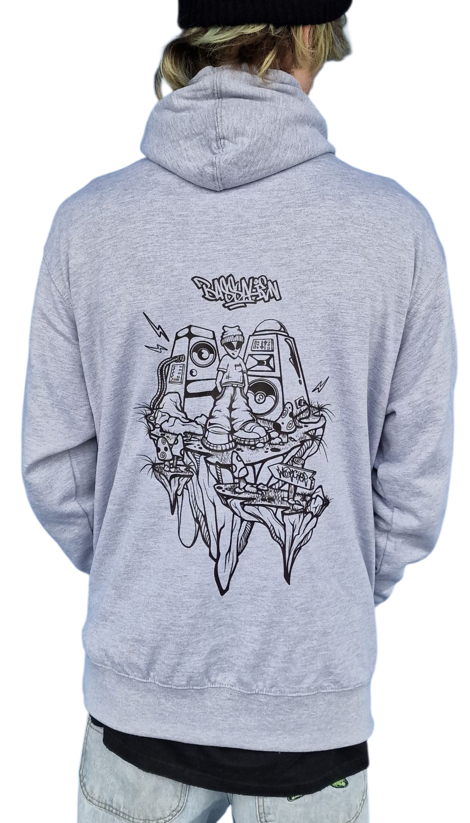 Bass Alien Front & Back Hoody Grey