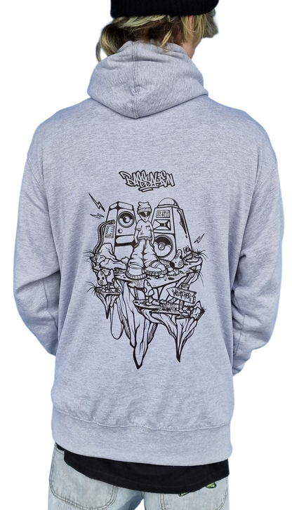 Bass Alien Front & Back Hoody Grey