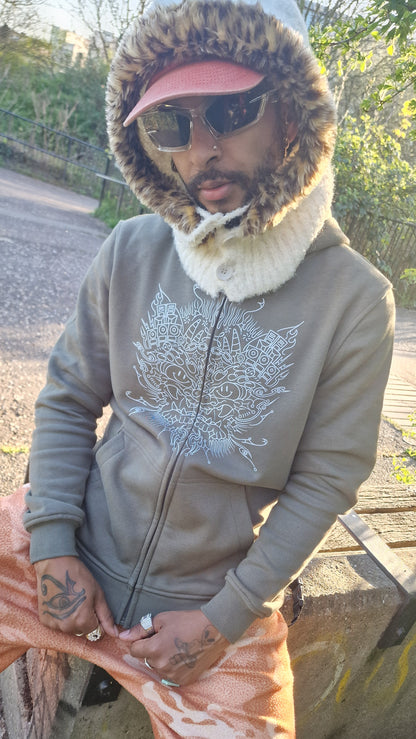 Bass Dragon 3 Print Zip Hoody Grün