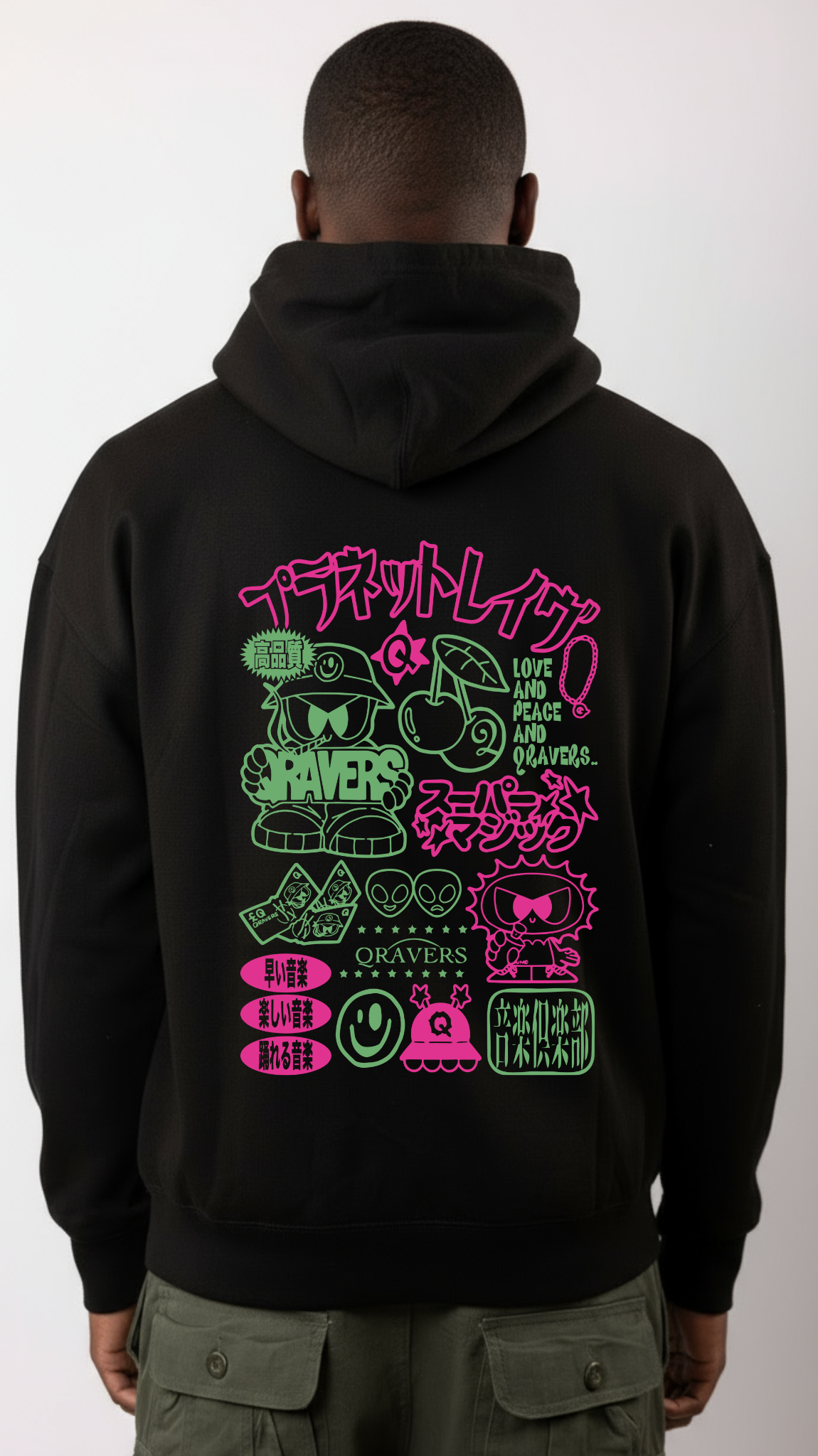 Sunchome Zine Front & Back Print Hoodie Black