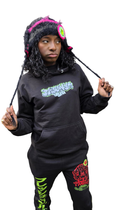 Bass Alien Front & Back Hoody Black